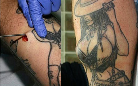 Verrücktes Tattoo – Geiles Cowgirl mit echten Titten !
